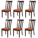 thumbnail of Lote de 6 sillas de comedor HWC-G46, silla de cocina Silla, tela/textil madera maciza ~ estructura oscura, naranja
