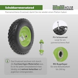 thumbnail of Schubkarrenrad grün/Schwarz Vollgummi 4.80/4.00-8 + Achse Ersatzrad Reifen Schiebkarre PU