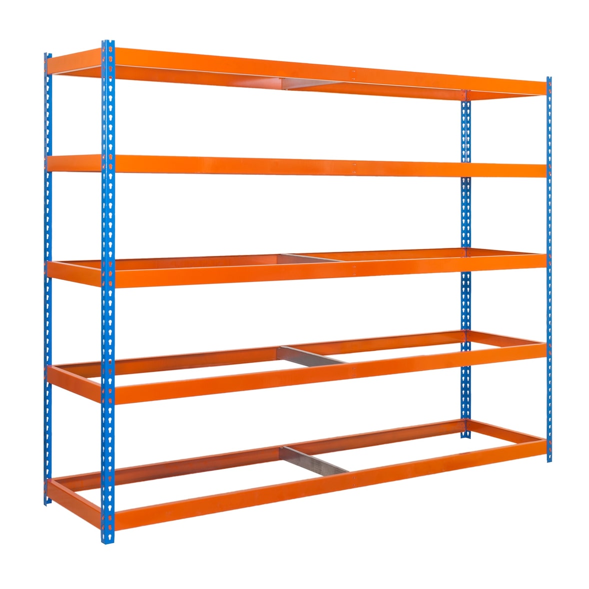 SimonRack Rayonnage industriel, 2000x2400x600 mm, 400 kg au point de flexion, 5 niveaux, sans tablettes, rayonnage garage, Bleu/Orange- Simonforte
