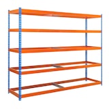 thumbnail of SimonRack Rayonnage industriel, 2000x2400x600 mm, 400 kg au point de flexion, 5 niveaux, sans tablettes, rayonnage garage, Bleu/Orange- Simonforte