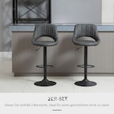 thumbnail of Barhocker Set 2er Kunstleder Grau 44x49x110 cm drehbar höhenverstellbar mit Rückenlehne Fußstütze und schwerem Metallfuß für Küche und Bar