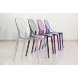 thumbnail of Set de 2 sillas de policarbonato transparente, apilables y monobloque, resistentes, diseño moderno, ideales para cocina, bar o restaurante–Luce–Rosa