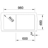 thumbnail of Blanco Silgranit Spülbecken mit Restebecken und Abtropffläche, Metra 6 S, schwarz 1000 x 500 mm