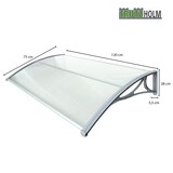 thumbnail of Haustürvordach 75 x 120 cm Hohlkammerplatte Aluabschlussleiste grau Haustürdach Pultvordach