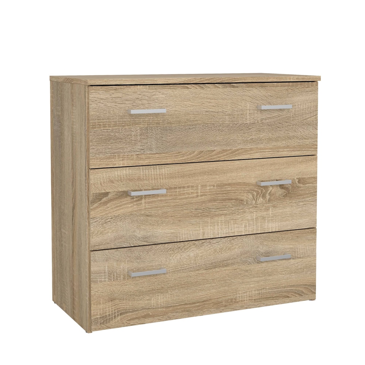 WellHome - Commode de Chambre avec 3 Tiroirs en coloris Chêne 75 x 36 x 70 cm - Duero Oak