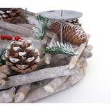 thumbnail of Adventskranz rund, Weihnachtsdeko Tischkranz, Holz Ø 35cm weiß-grau ~ mit Kerzen, weiß
