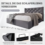 thumbnail of Polsterbett 140x200 cm mit Stauraum und Lattenrost – elegantes Design in Grau, inkl. hochklappbarem Lattenrost und großzügigem Stauraum