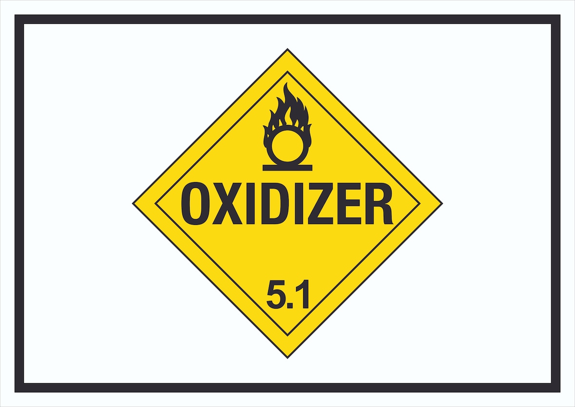 Schild Oxidierend wirkend Symbol Oxidizer entzündend A3 Rückseite selbstklebend
