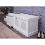 thumbnail of Banc HWC-J49, Banc de vestiaire rembourré, coussins, boîtes de rangement 47x110x40cm ~ blanc, rembourrage crème-blanc