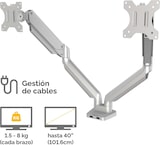 thumbnail of Fellowes Brazo para monitor doble horizontal Platinum con 2 puertos USB, tamaño máximo monitor 32", fijación de pinza o atornillado a la mesa