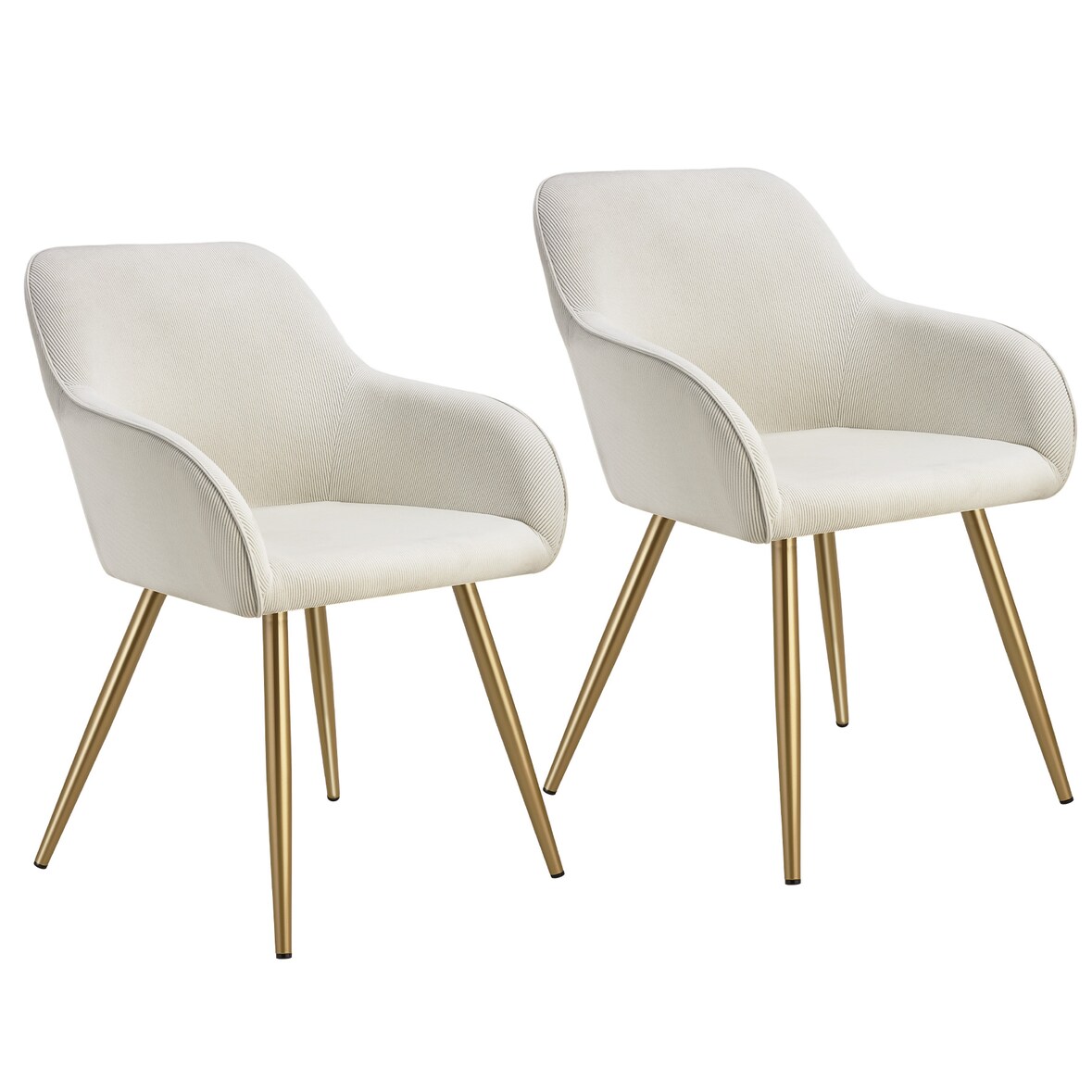tectake Eetkamerstoel Marilyn, koordlook, gestoffeerd - creme/goud, Set van 2 - 405420