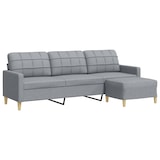 thumbnail of vidaXL 3-Sitzer-Sofa mit Hocker Hellgrau 210 cm Stoff