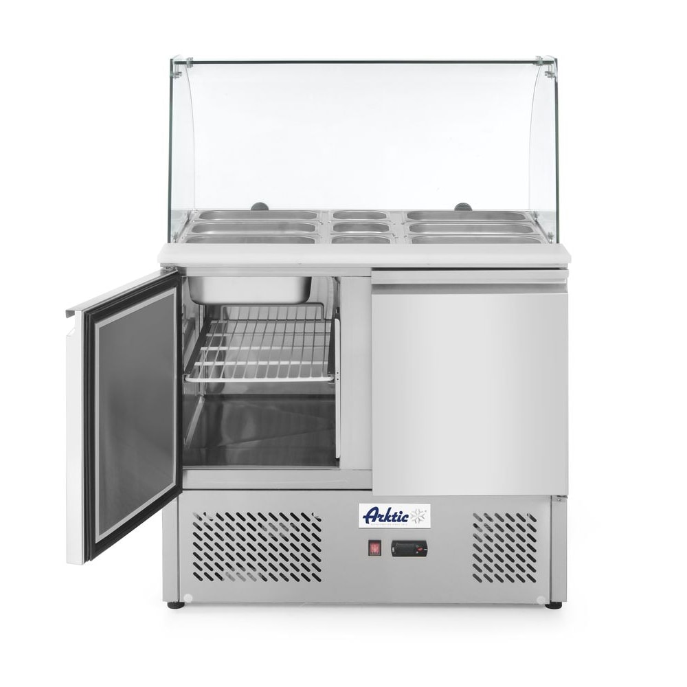 Saladette met 2 deuren en glazen vitrine 300L, Arktic, 230V/310W, 900x700x(H)1300mm