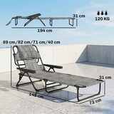thumbnail of Tumbona plegable tumbona de jardín con respaldo ajustable en 4 niveles orificio de lectura y reposacabezas para terraza piscina 145x72x89 cm
