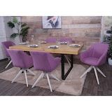 thumbnail of Sedia da pranzo HWC-K27, sedia da cucina Sedia con braccioli, girevole tessuto/tessuto ~ viola