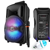 thumbnail of Enceinte Karaoké Mobile Party Dj Sono PA Batterie 8" 400W à LEDs RVB USB/SD/BT + Micro VHF MyDJ Djoon08 + Ampoule DIAMS