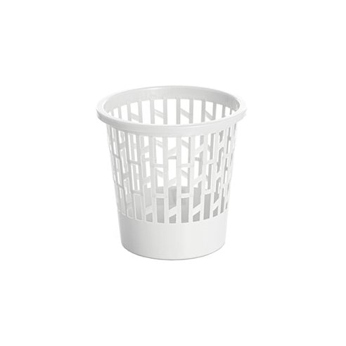 Papelera de plástico de rejilla Ø28x27cm de 12 litros de capacidad color blanco