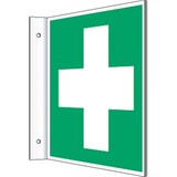 thumbnail of Fahnenschild Erste Hilfe, ISO 7010, Kunststoff, 200x200 mm
