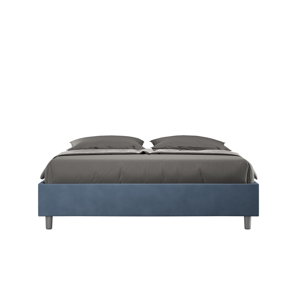 Letto Sommier senza rete imbottito 160x200 microfibra blu Azelia