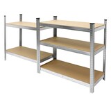 thumbnail of ECD Germany 2er Set Werkstattregal Schwerlastregal - 200x100x50 cm - Metall verzinkt - belastbar bis 750kg - 5 MDF-Platten - Lagerregal Steckregal