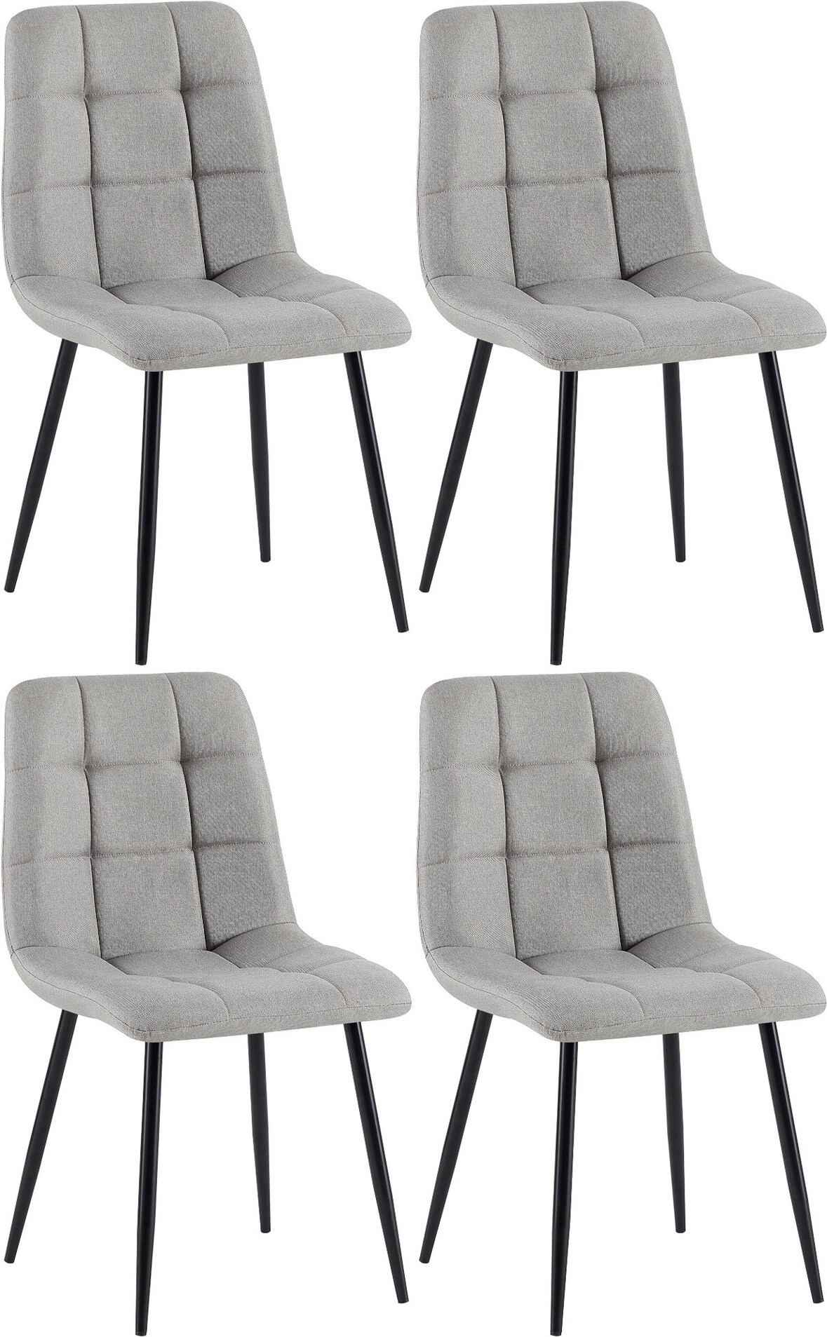 CHEFGASTRO 4er Set Esszimmerstuhl SAO PAULO Stoff HxBxT 84x45x55cm Stoff Hellgrau Küchenstuhl