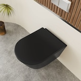 thumbnail of Alpenberger Schwarze Toilette mit Vorwandelement Komplettset | Spülrandloses Hänge WC mit Geberit Spülkasten und Betätigungsplatte | Klo mit WC Deckel