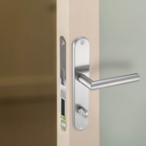 thumbnail of Langschild Drückergarnitur Edelstahl gebürstet EMILIA WC - Badezimmer Türbeschlag für Innentüren