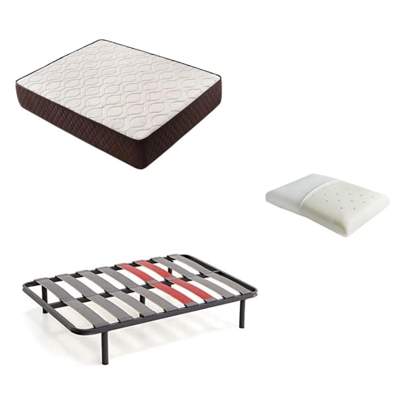 Pack Colchón + Almohada Viscoelastica + Somier Descansin | 80x180 | Ideal para Personas con Dolores de Espalda | Efecto nube | Silencioso
