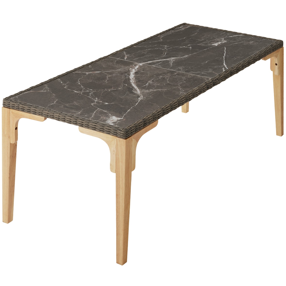 tectake Table en rotin Foggia 196x87x76cm - marron naturel - 404805