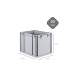 thumbnail of PROREGAL 10x Eurobox NextGen Grip mit Scharnierdeckel & gelben Verschlüssen | HxBxT 32x30x40cm | 30 Liter | Griffe geschlossen | Glatter Boden