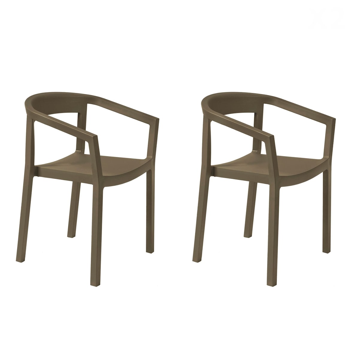 Resol PEACH Set 2 Silla Con Brazos Interior, Exterior Chocolate