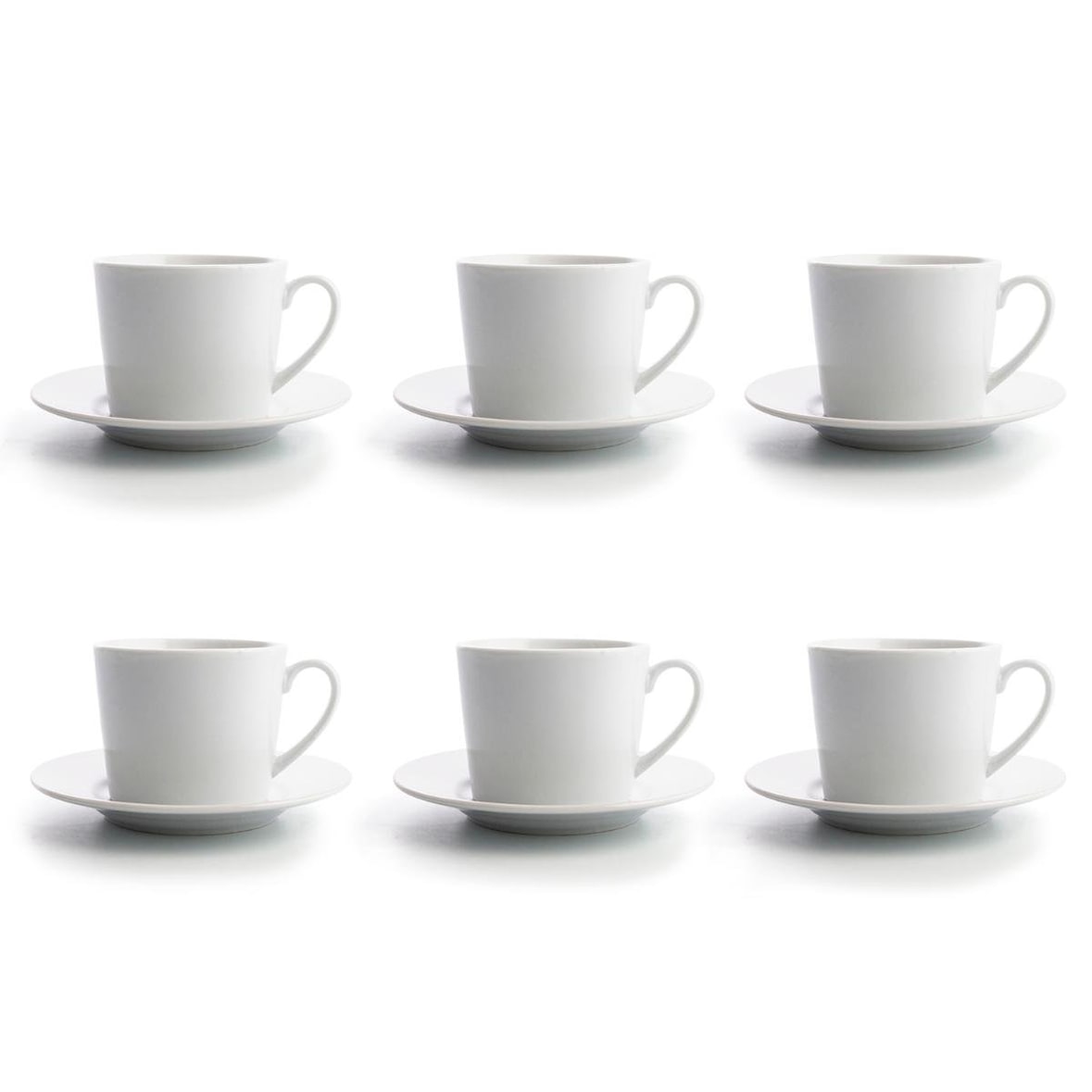 Quid Set 6 tazas y 6 platos, porcelana, 22cl, renova blanca