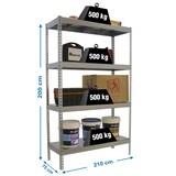 thumbnail of SimonRack Rayonnage industriel, 2000x2100x750 mm, 500 kg au point de flexion, 4 étagères métalliques, rayonnage garage, Galvanisé- Simonforte