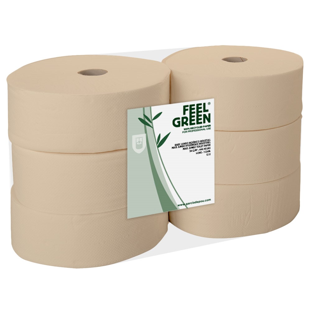 Garcia de Pou 6 Unità - Carta Igienica "Maxi Jumbo" Ecolabel 2 Veli - 1Kg 17 G/M2 Ø 26X9,5 Cm Naturale Carta Riciclata