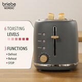 thumbnail of Briebe Nordic Torradeira Ranhura Larga 2 Fatias, 6 Níveis de tostagem, Grelha de Aquecimento, Descongelação, TA1166GRY, Cinza, 870W