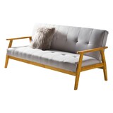 thumbnail of SalesFever Schlafsofa mit Armlehnen | 3 Funktionen | Bezug Webstoff | Beine Eichenholz | B 190 x T 85 x H 81 cm | hellgrau