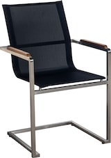 thumbnail of METRO Professional Silla, acero inoxidable/ textileno/ madera, 56 x 56 x 89.6 cm, con reposabrazos, apilable, negra