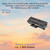 thumbnail of Gigao Toner für Samsung ML-1660 N Tonerkassette Schwarz 1.500 Seiten kompatibel Samsung ML-1660N Drucker MLT-D1042S