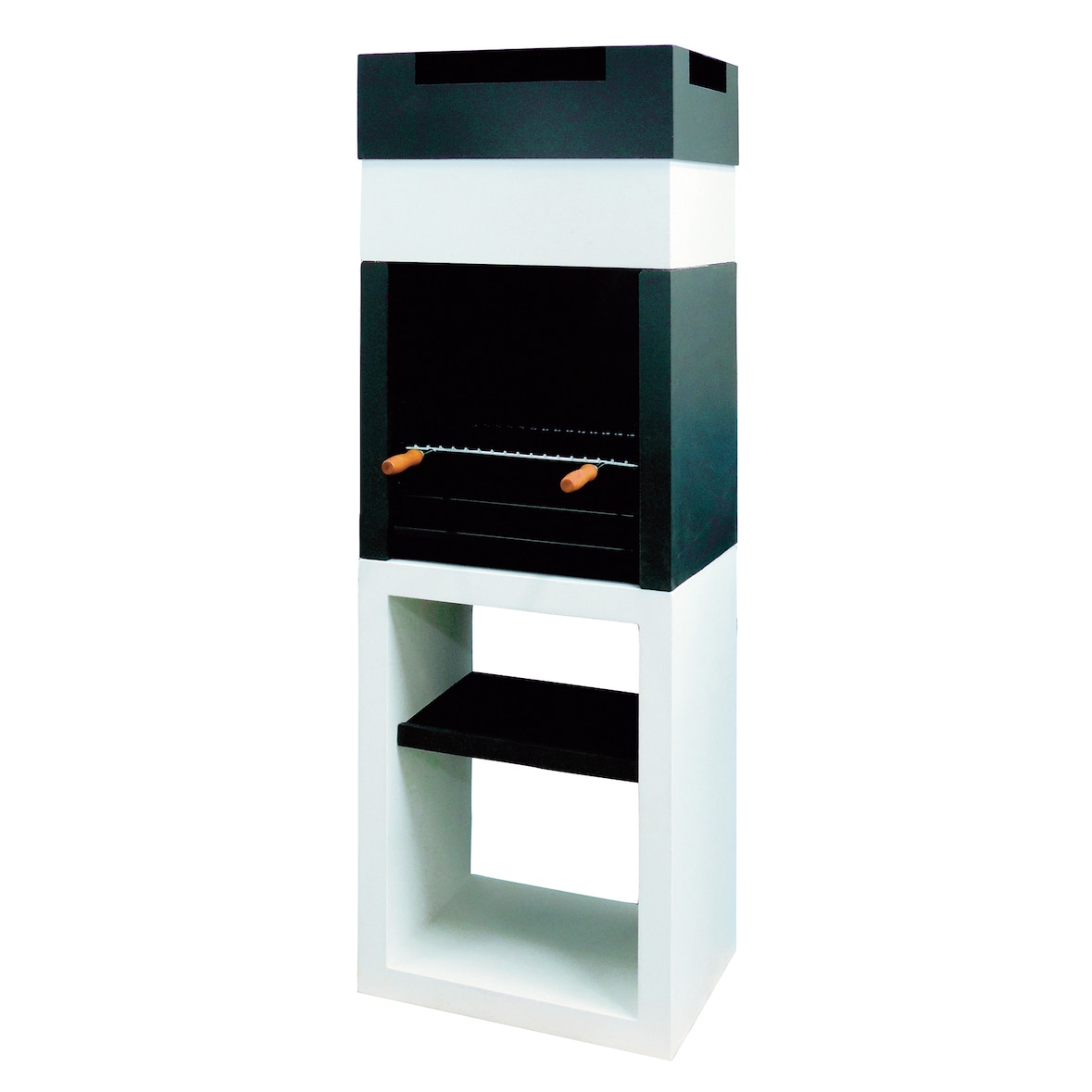 BARBECUE MINI - Barbecue simple en béton peint en blanc et noir - 60x45x174cm