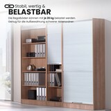 thumbnail of bümö Rollladenschrank in Nussbaum/Silber mit Streifengriff - Vertikal Jalousieschrank 50 cm breit, Aktenschrank abschließbar, Büroschrank für Ordner