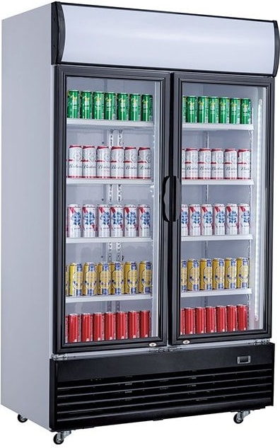 Mobiler Gastro Flaschenkühlschrank mit 2 Glastüren Getränkekühlschrank Kühlschrank 800 L +2/10°C