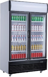 thumbnail of Mobiler Gastro Flaschenkühlschrank mit 2 Glastüren Getränkekühlschrank Kühlschrank 800 L +2/10°C