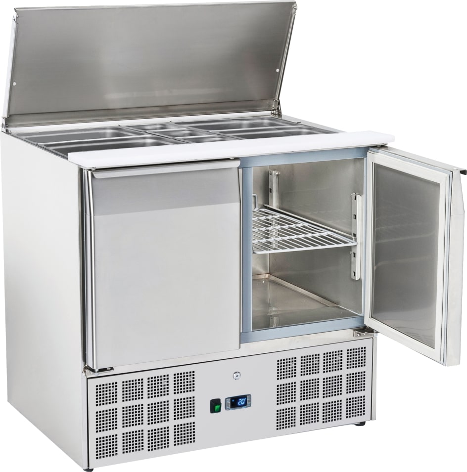 Salatvorbereitungsmöbel 2 türen 2 gitter gn 1/1 mit schüsseln - 900x700x880 mm - 230 W 230/1V - 7C1A09RC Eurast