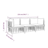 thumbnail of vidaXL 3-tlg. Garten-Lounge-Set mit Kissen Anthrazit Poly Rattan