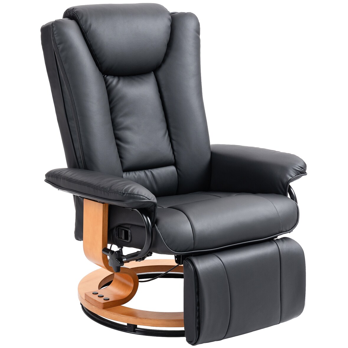 Relaxsessel Fernsehsessel drehbar Schwarz 88x78x103 cm mit Liegefunktion bis 135 Grad Fußstütze Kunstleder Belastbar bis 150 kg