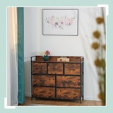 thumbnail of Relaxdays Kommode, HBT: 85x100x30,5 cm, 7 Stoffschubladen, Flur, Schlafzimmer, Industrial Schubladenregal, braun/schwarz