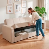 thumbnail of Divano Letto 3 Posti Con Contenitore Moderno Salvaspazio Con Meccanismo Click-Clack E Imbottitura A Molle Design Moderno 214 x 80 x 87 Cm Beige