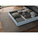 thumbnail of Letto contenitore imbottito 160x190 microfibra azzurro Antea
