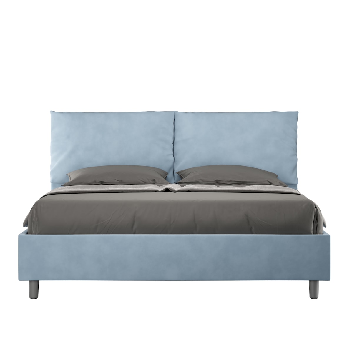 Letto contenitore imbottito 160x190 microfibra azzurro Antea