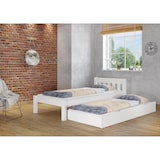 thumbnail of Modernes Einzelbett Massivholzbett Kiefer weiß 90x200 Futonbett Bettrahmen Rollrost 60.38-09 W